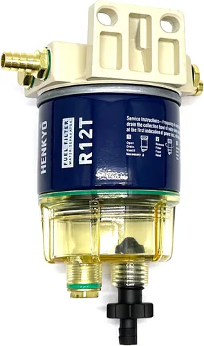 Separador de agua con filtro de combustible R12T Compatible: S3240,120AT R12T NPT ZG1/4-19 (compatible con motores fuera de borda de manguera de 3/8
