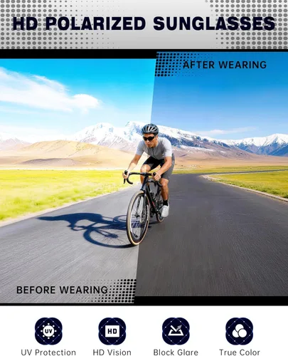 Miniatura 5 de KALIYADI 4 Pack Polarized Sunglasses-Men Sports Sun-glasses: Mens Sunglasses UV Protection for Fishing Driving Cycling A02-negro/azul hielo/rojo