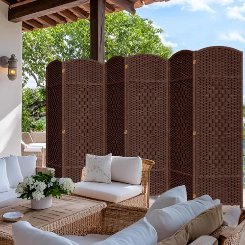 Miniatura 6 de DURASPACE Divisor de habitación de 6 paneles, pantalla de privacidad plegable de 6 pies de alto, rotación de 360°, partición de madera independiente