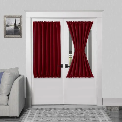 Miniatura 161 de DWCN Cortinas para puerta francesa: cortina térmica con bolsillo para barra para puertas con ventana de vidrio, puertas de cocina y patio