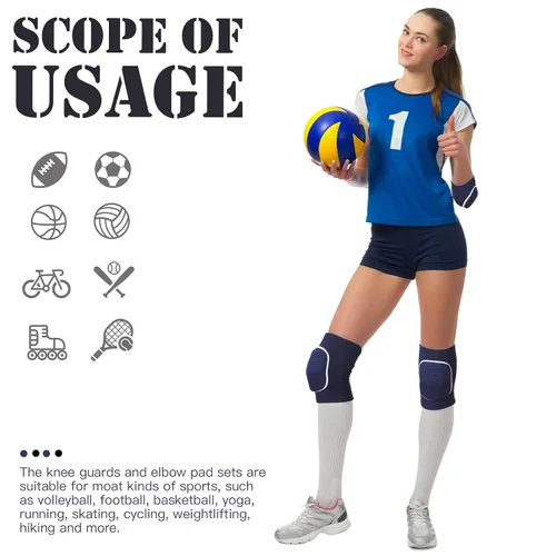 Miniatura 6 de Sosation Juego de 2 Coderas de Voleibol y Mangas para Rodilla y Brazo con Almohadilla de Protección, Accesorios Esenciales de Voleibol con Alta