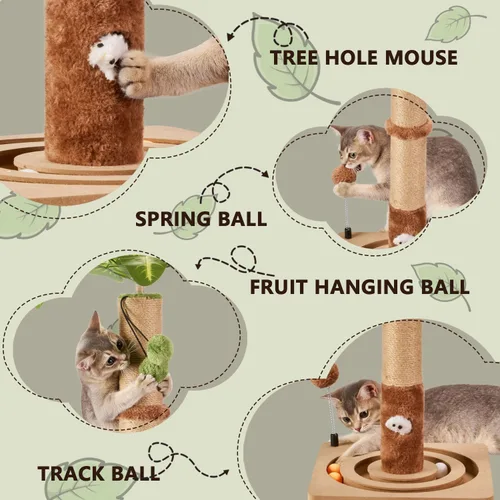 Miniatura 5 de MECOOL Poste rascador para gatos de 35 pulgadas de alto, postes de rascar resistentes y de alta calidad con bola colgante y pista de bola, lindo