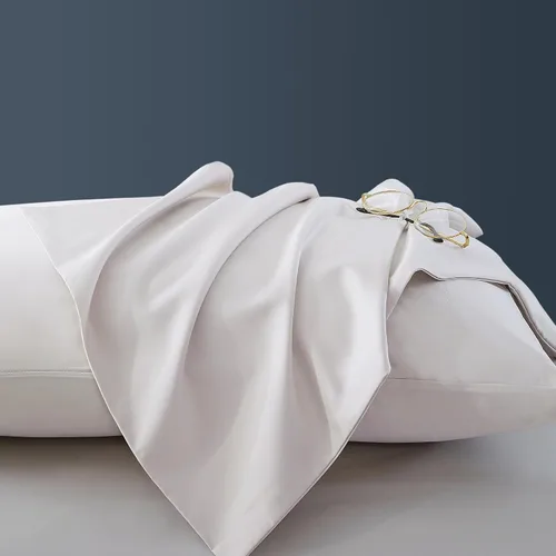 Miniatura 9 de Juego de 2 fundas de almohada de algodón de 1000 hilos tamaño estándar, 100% algodón egipcio tejido satinado, fundas de almohada con cierre de Beige