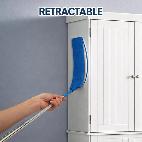 Miniatura 3 de Limpiador de polvo retráctil con poste de extensión de 30 a 100 pulgadas, herramientas de limpieza con 3 paños de microfibra para quitar el polvo