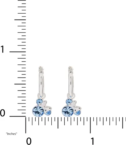 Miniatura 5 de Disney Minnie Mouse Jewelry Crystal Birthstone Silver Plated Hoop Dangle Earrings Latch Back