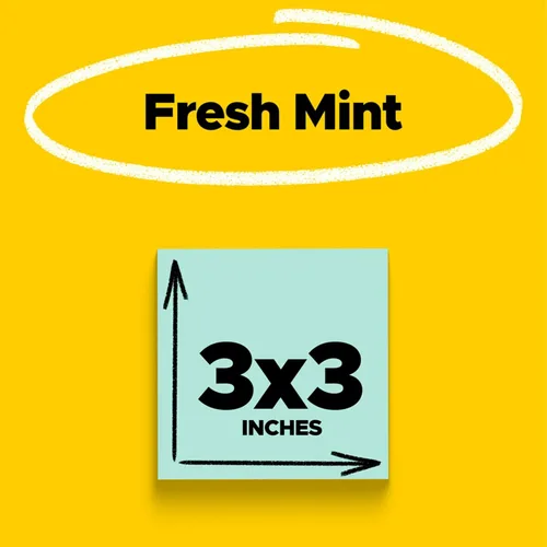 Miniatura 2 de Post-it Notas súper adhesivas, 5 blocs de notas adhesivas, 3 x 3 pulgadas, suministros escolares, productos de oficina, notas adhesivas para Menta