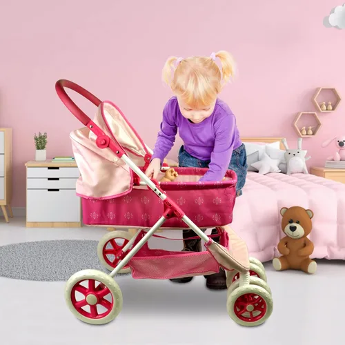 Miniatura 3 de Carriola de Muñecas ANIVIA, Cochecito de Muñecas, Silla de Paseo de Muñecas 2 en 1 y Carriola de Juguetes para Niños, Adecuado para Muñecas de hasta