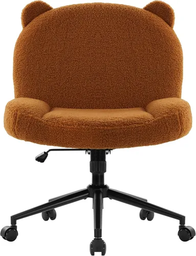 Miniatura 10 de IWMH Silla de escritorio de oficina sin brazos con ruedas, silla de computadora ergonómica de patas cruzadas con acolchado de tela, sillas de Negro