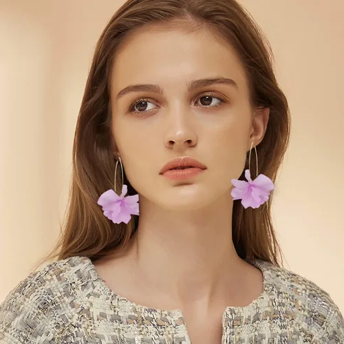 Miniatura 3 de Pendientes colgantes de pétalos de flores de resina bohemia, hechos a mano, grandes y largos, con forma de rosa, de acrílico, para fiesta de verano