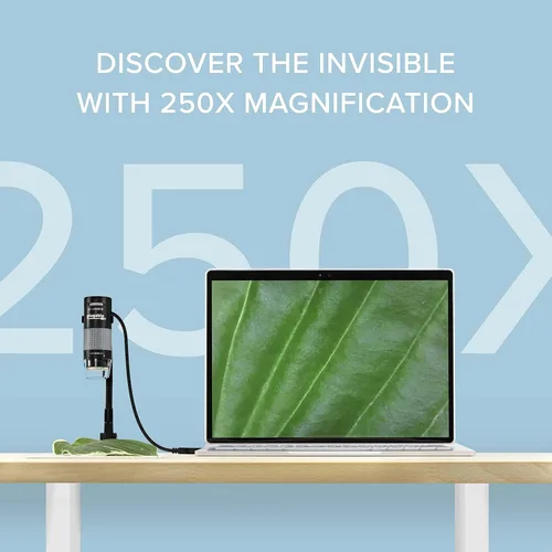Miniatura 2 de Plugable - Microscopio digital USB 250x, cámara micro de 2 Mpx con brazo flexible y soporte - Microscopio USB y USB-C portátil, compatible