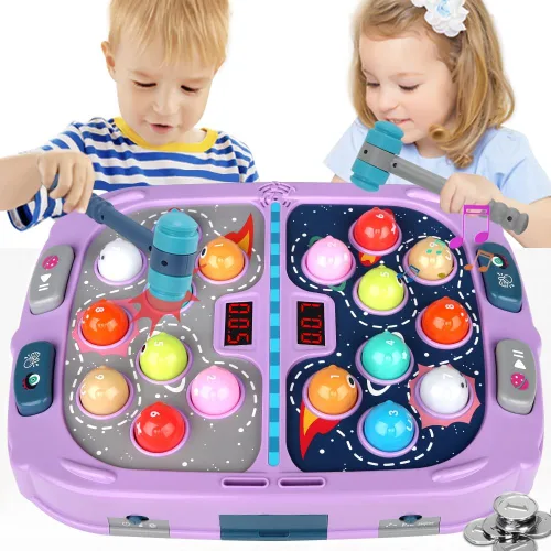 Miniatura 8 de Juego de Golpear Topos para Niños, Juguetes para Niños y Niñas de 3-12 Años, Juguete de Golpear Topos para Niños Pequeños, Regalos para Niños y Rosa