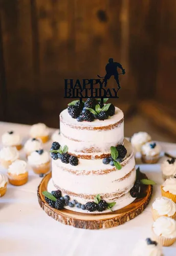 Miniatura 3 de Decoración para tartas de hockey sobre hielo, acrílico, negro, para decoración de fiesta de cumpleaños para baby shower o para niños, padre/hombres