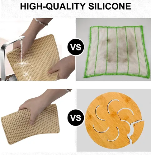 Miniatura 5 de Paquete de 4 salvamanteles de silicona para ollas y sartenes calientes, soportes para ollas y almohadillas térmicas, alfombrillas de silicona