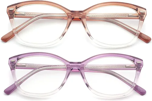 Miniatura 2 de Lentes de lectura de alta calidad para mujer, estilo Oprah, para lectura de computadora, anti luz azul, con marco irrompible TR90 2008 Púrpura +