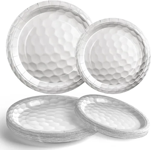 Miniatura 8 de Mototo Paquete de 120 platos de papel de pelota de golf, platos de papel de golf de 7 pulgadas y 9 pulgadas, vajilla desechable para cena de postre