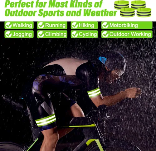 Miniatura 5 de 150 bandas reflectantes para el brazo para caminar por la noche, banda de tobillo reflectante para corredores, muñequera reflectante, ciclismo