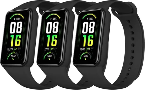 Amzpas Bandas de TPU para Amazfit Band 7 Fitness & Health Tracker, paquete de 3 pulseras suaves y transpirables, correa deportiva de repuesto