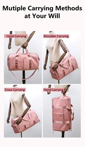 Miniatura 3 de Bolsa de lona para gimnasio para hombres y mujeres, bolsa de viaje de entrenamiento con compartimento para zapatos y bolsillo separado para seco