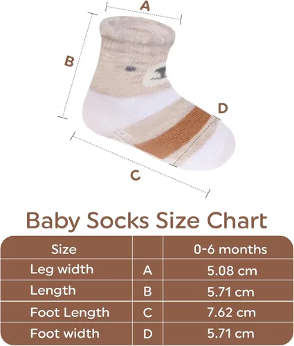 Miniatura 9 de Calcetines de algodón orgánico, 8 pares de calcetines para bebés de 0 a 6 meses, calcetines para recién nacidos con agarre, suela antideslizante