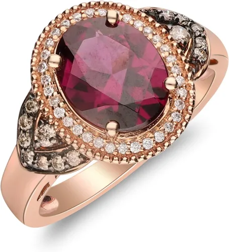Miniatura 5 de Gin & Grace Anillo de diamantes de granate natural rosa púrpura de 10 quilates (I1) con joyería de trabajo diario para mujeres, regalos para ella
