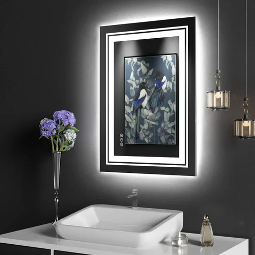 Miniatura 77 de Snowdool Espejo LED de baño, 32 x 32 pulgadas con luz frontal y retroiluminada, antivaho, espejo de tocador de baño para pared, función de memoria