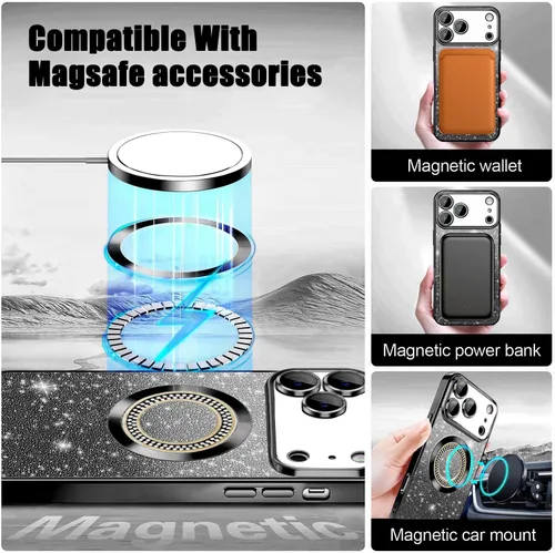 Miniatura 213 de Misscase Funda magnética con purpurina para iPhone 11 compatible con MagSafe, protección completa, delgada, a prueba de golpes, antiarañazos