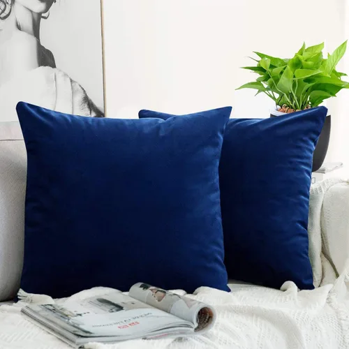 Fundas de almohada de terciopelo decorativo, 2 unidades, ultrasuaves, en un solo color, cojín cuadrado para sofá, silla, sillón, dormitorio, 18” x
