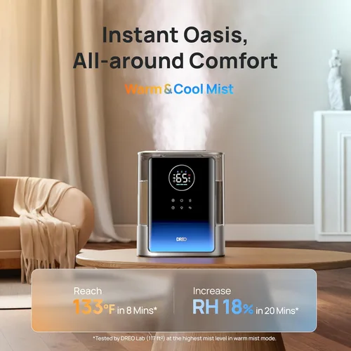 Miniatura 2 de Dreo Humidificador inteligente de 8L para habitación grande, 600 pies cuadrados, HM717S, 80H Runtime Humidificadores de niebla cálida y fría de gran