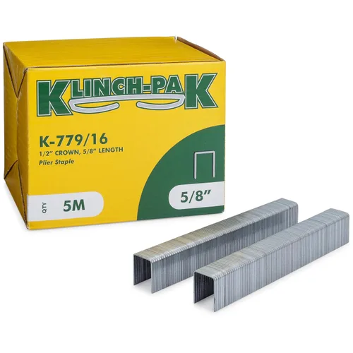 Miniatura 9 de K-777/12, 1/2 pulgada de pierna x 1/2 pulgada de ancho con corona de alicates galvanizados de alta resistencia, 2400 por paquete, para bandejas