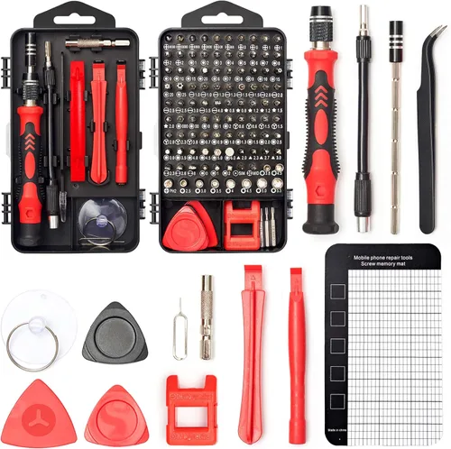 Miniatura 9 de Sharden Juego de destornilladores de precisión, 122 en 1; kit de herramientas de reparación magnética para electrónica con estuche para reparación
