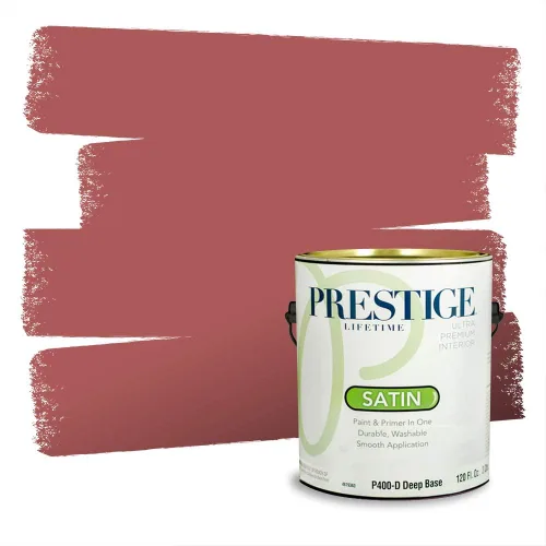 Miniatura 673 de Prestige Paints Pintura exterior e imprimación en uno, 1 galón, plano, coincidencia comparable de Valspar* Amber Rose*