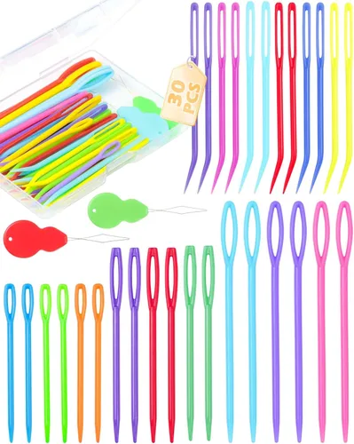 Miniatura 7 de FIVEIZERO Juego de 43 agujas para hilo, agujas para hilo surtidas, agujas curvas para tapicería, agujas para tejer, agujas de zurcir con ojo grande