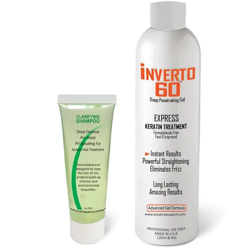 INVERTO 60 Advanced Gel Complex Brazilian Keratin Hair Blowout Treatment Formaldehyde Free Straightening Smoothing and Repair Damaged Hair Keratin