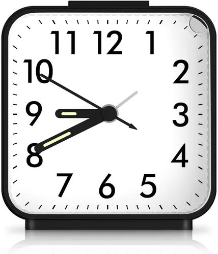 Reloj despertador analógico, reloj de mesa sin tictac con manecilla luminosa y pantalla grande, reloj despertador silencioso con batería con función
