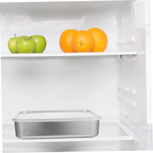 Miniatura 8 de YARNOW Refrigerador de acero inoxidable con estante de malla de 9.44 x 7.28 x 2.28 pulgadas, recipiente de almacenamiento de alimentos para una