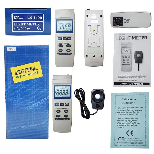 Miniatura 8 de Medidor de exposición digital Lux Meter junto con certificado de calibración de fábrica (rango: 0 a 4,00,000 Lux) para auditorios, teatros