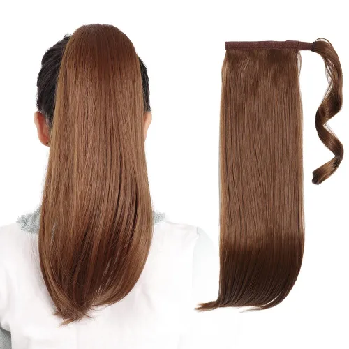 Miniatura 12 de Extensiones de cabello para cola de caballo, extensión de cola de caballo roja de 16 pulgadas, corta, ondulada, rizada, envolvente, cola de caballo