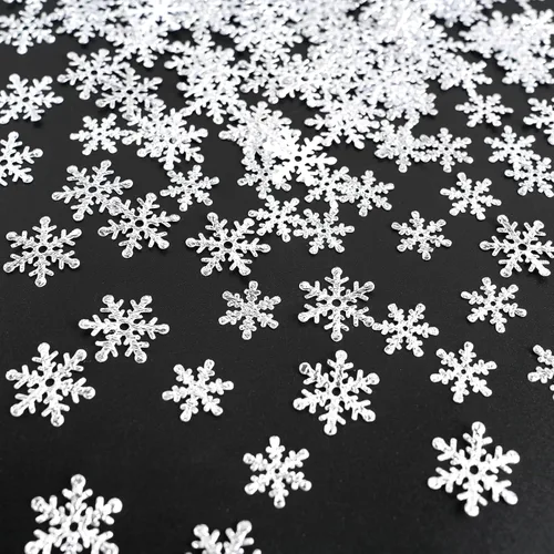 Miniatura 11 de Decoraciones de confeti de copo de nieve de Navidad, 1200 unidades, confeti morado, azul, plateado, paquete de fiesta de nieve para Navidad