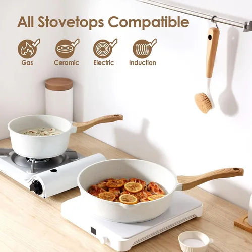 Miniatura 4 de SENSARTE Juego de utensilios de cocina de cerámica antiadherente de 13 piezas, juego de ollas y sartenes saludables, juego de cocina no tóxico