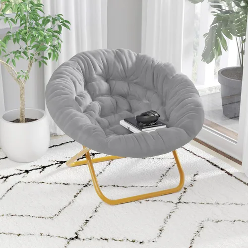 Miniatura 10 de BizChair Silla plegable de gran tamaño, silla de luna de piel sintética negra, marco de metal negro, silla plegable portátil de 38 pulgadas