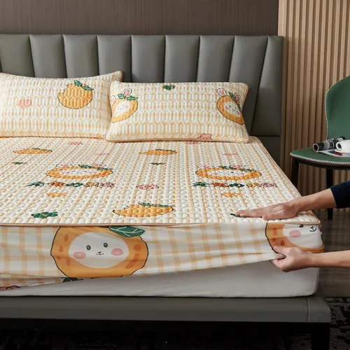 Miniatura 10 de Sábanas bajeras que absorben la humedad, sábanas de látex frescas de verano, cubrecolchón con estampado de dibujos animados para habitación