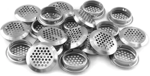 Miniatura 12 de 20 rejillas de ventilación circulares de 1 pulgada (0.984 in), rejilla de ventilación redonda de acero inoxidable para cocina, baño, gabinete, Blanco