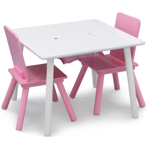 Miniatura 5 de Delta Children Juego de mesa y silla para niños con almacenamiento (2 sillas incluidas), blanco/rosa