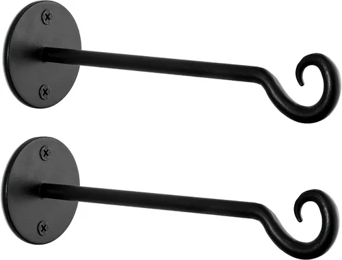 Monarch Abode Ganchos para plantas – Ganchos de pared para cestas colgantes, 7.5 pulgadas de metal negro valla de pared para plantas de pared para