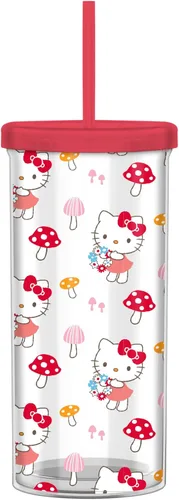 Miniatura 8 de Silver Buffalo Hello Kitty Globos de Corazón Vaso Térmico de Acero Inoxidable de Doble Pared con Pajilla, 22 Onzas Globos de corazón de Hello Kitty