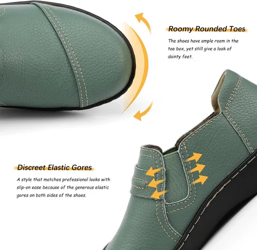 Miniatura 4 de LAZYPOP Mocasines de cuero clásicos y cómodos para mujer, bonitos zapatos de vestir informales, ligeros, para caminar, zapatos planos