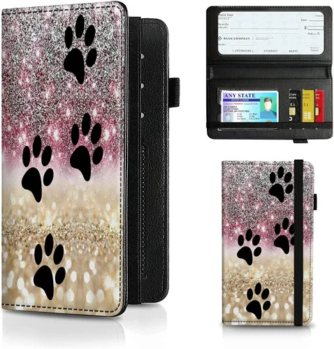 Miniatura 164 de Funda para chequera para hombres y mujeres, cartera de cuero RFID con ranuras para tarjetas de crédito, soporte de cheques duplicados personales