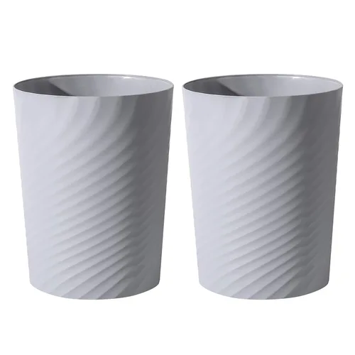 UUJOLY Cubo de basura pequeño de plástico, cesta de basura para baños, lavandería, cocinas, oficinas, habitaciones de niños, dormitorios, (gris, 1.8