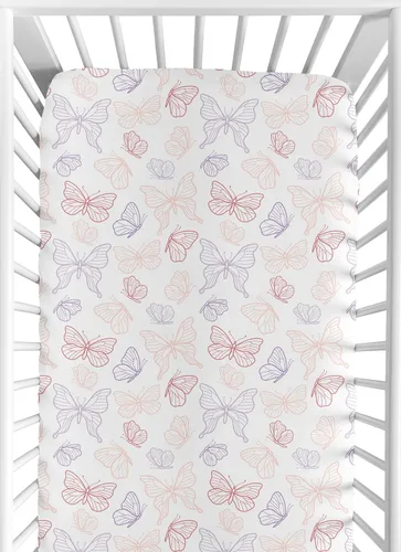 Miniatura 15 de Sweet JoJo Designs Sábana bajera ajustable para cuna portátil para bebé niña coral y turquesa para colección de plumas, para mini cuna o paquete
