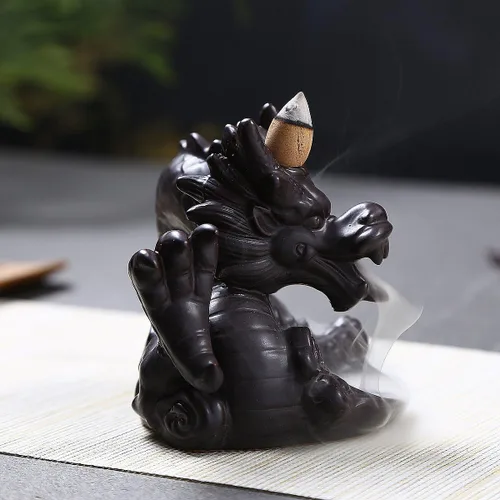 Miniatura 5 de OTOFY Soporte de incienso de cerámica hecho a mano, quemador de incienso de reflujo, estatuilla, soporte para cono de incienso, decoración